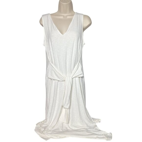 Cremieux Womens A Line Dress Size Medium White Tie Front Sash Sleeveless Casual - Picture 1 of 5